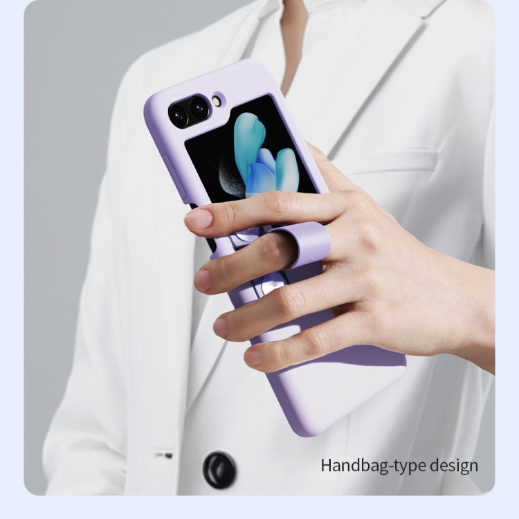 For Samsung Galaxy Z Flip5 NILLKIN Skin Feel Liquid Silicone Phone Case With Finger Strap(Black) - free shipping - PMC TechLife - Order now!