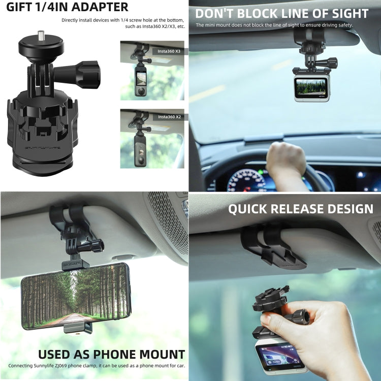 Sunnylife ZJ585 Sun Visor Camera Mount Quick Release Holder 360 Degree Rotating Vlog Bracket(Black) - Case & Bags by Sunnylife | Online Shopping South Africa | PMC TechLife | Buy Now Pay Later Mobicred