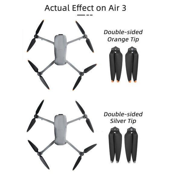 For DJI Air 3 Sunnylife 8747F Low Noise Quick-release Propellers, Style:2 Pairs Silverr Tip
