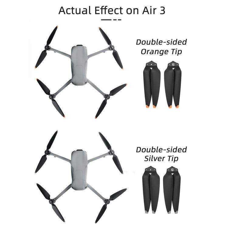 For DJI Air 3 Sunnylife 8747F Low Noise Quick-release Propellers, Style:2 Pairs Silverr Tip