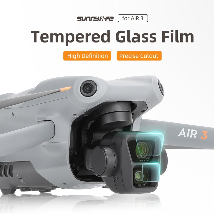 For DJI Air 3 Sunnylife Lens Protector Tempered Glass Combo Protective Films, Quantity:1 Set