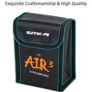 For DJI Air 3 Sunnylife Battery Explosion-proof Safe Bag Protective Li-Po Safe Bag For 2pcs Batteries