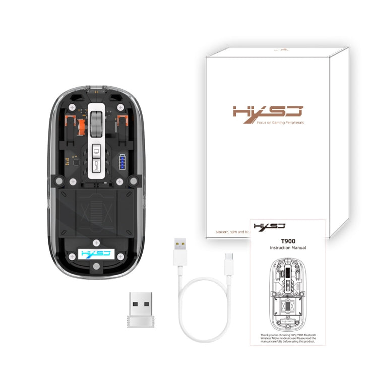 HXSJ T900 Transparent Magnet Three-mode Wireless Gaming Mouse(Black) - free shipping - PMC TechLife - Order now!
