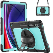 For Samsung Galaxy Tab S9 Ultra / S10 Ultra Silicone Hybrid PC Tablet Protective Case(Black+Light Blue)