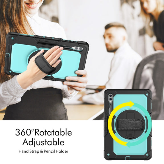 For Samsung Galaxy Tab S9 Ultra / S10 Ultra Silicone Hybrid PC Tablet Protective Case(Black+Light Blue)