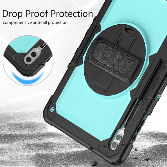 For Samsung Galaxy Tab S9 Ultra / S10 Ultra Silicone Hybrid PC Tablet Protective Case(Black+Light Blue)