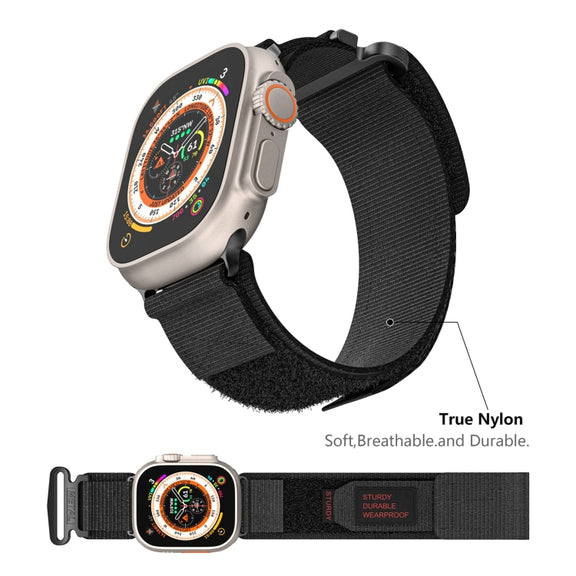 For Apple Watch Series 9 41mm AW Nylon Two-Section Watch Band(Black)