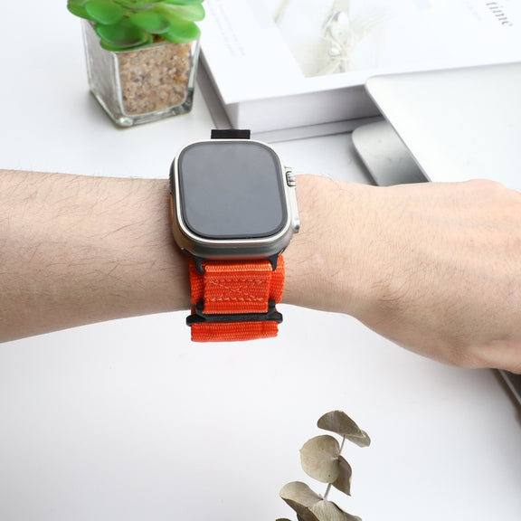 For Apple Watch Series 9 41mm AW Nylon Two-Section Watch Band(Orange)