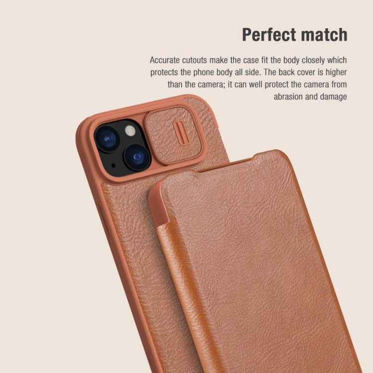 For iPhone 15 Plus NILLKIN QIN Series Pro Sliding Camera Cover Design Leather Phone Case(Brown) - iPhone 15 Plus Cases by NILLKIN | Online Shopping South Africa | PMC TechLife