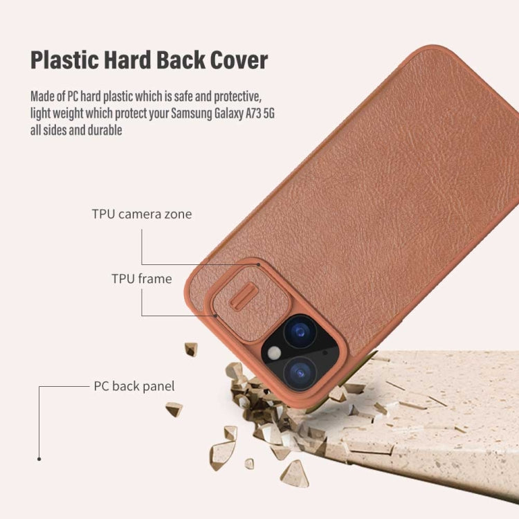 For iPhone 15 Plus NILLKIN QIN Series Pro Sliding Camera Cover Design Leather Phone Case(Brown) - iPhone 15 Plus Cases by NILLKIN | Online Shopping South Africa | PMC TechLife