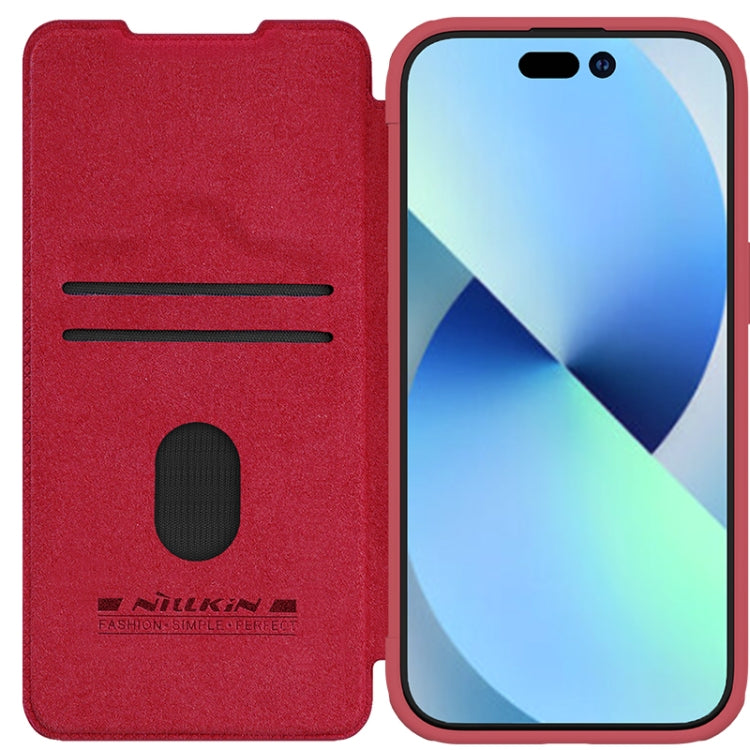 For iPhone 15 Plus NILLKIN QIN Series Pro Sliding Camera Cover Design Leather Phone Case(Red) - iPhone 15 Plus Cases by NILLKIN | Online Shopping South Africa | PMC Jewellery | Buy Now Pay Later Mobicred