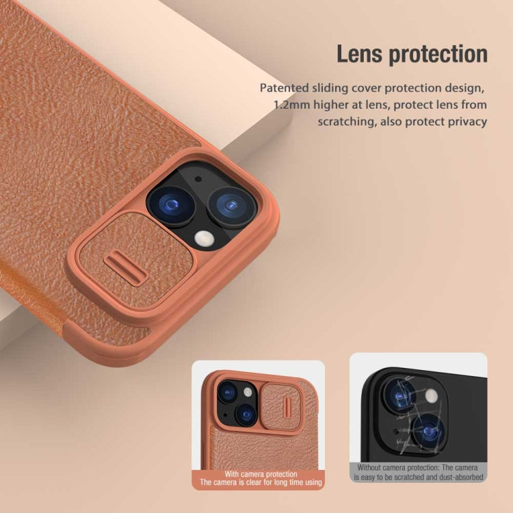 For iPhone 15 Plus NILLKIN QIN Series Pro Sliding Camera Cover Design Leather Phone Case(Black) - free shipping - PMC Jewellery - Order now!