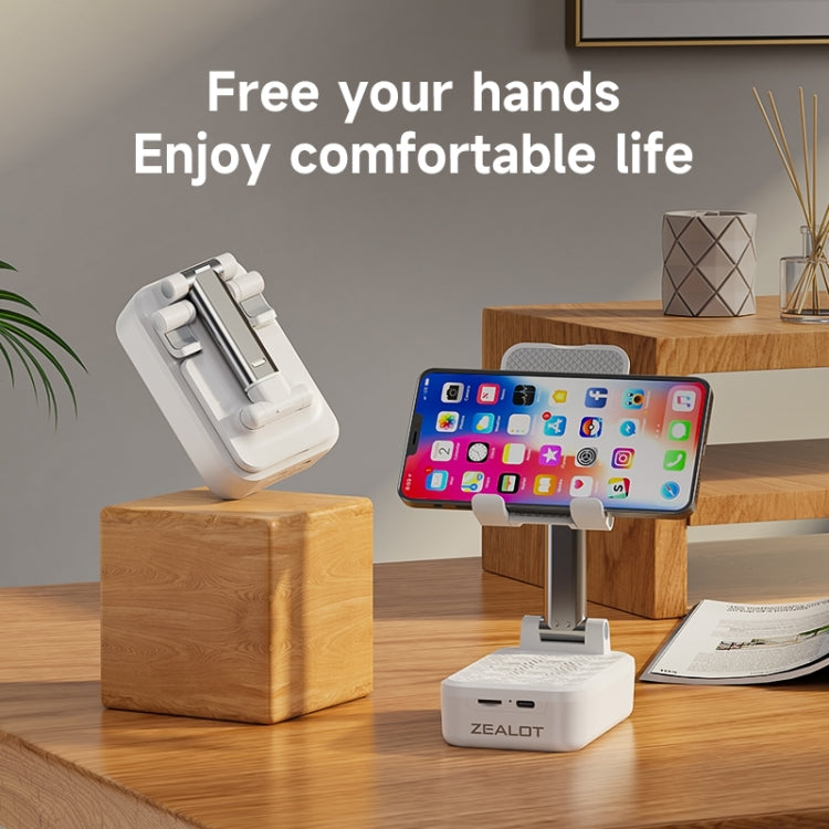 Zealot Z7 2 in 1 Foldable Phone Holder with Wireless Bluetooth Speaker(White) - Desktop Holder by ZEALOT | Online Shopping South Africa | PMC TechLife | Buy Now Pay Later Mobicred