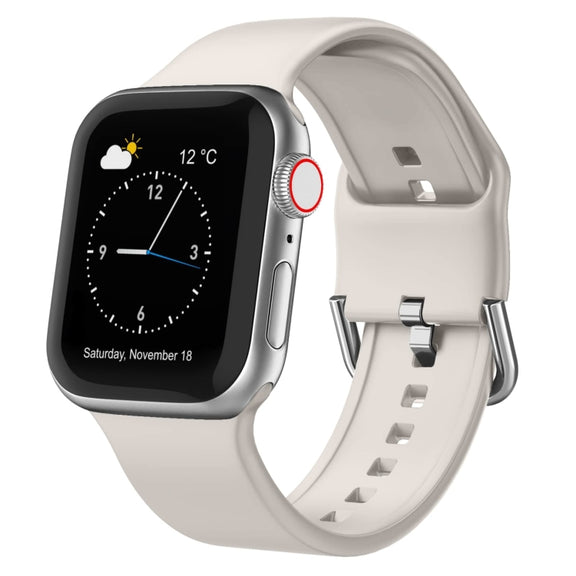 For Apple Watch SE 2022 44mm Pin Buckle Silicone Watch Band(Starlight)