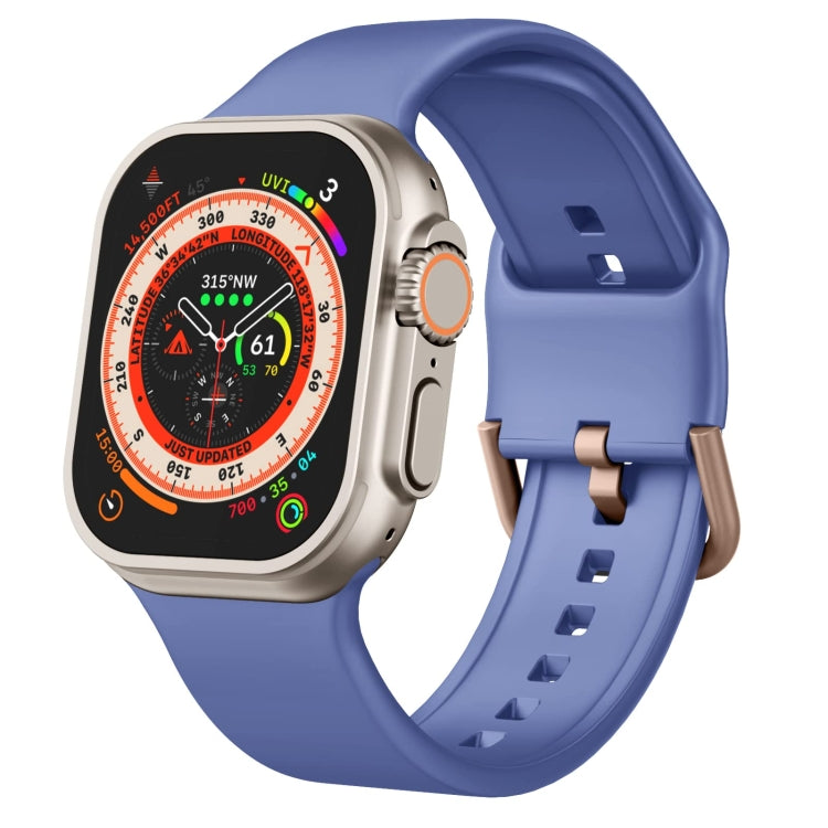 For Apple Watch 7 41mm Pin Buckle Silicone Watch Band(Cyan Blue)