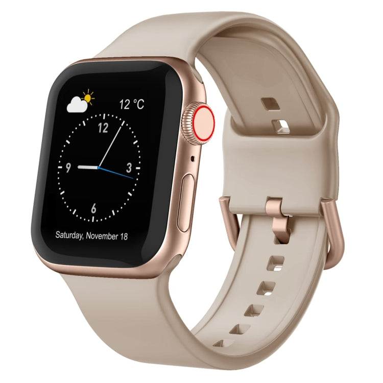 For Apple Watch 6 40mm Pin Buckle Silicone Watch Band(Milk Tea)