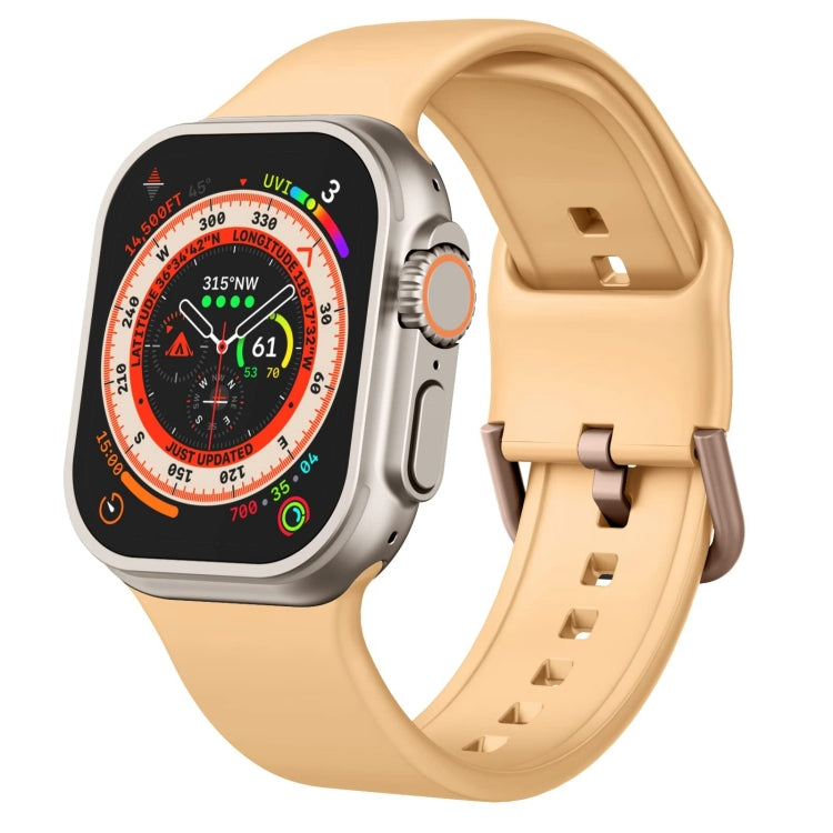 For Apple Watch SE 2023 44mm Pin Buckle Silicone Watch Band(Light Orange) - Watch Bands by PMC TechLife | Online Shopping South Africa | PMC TechLife