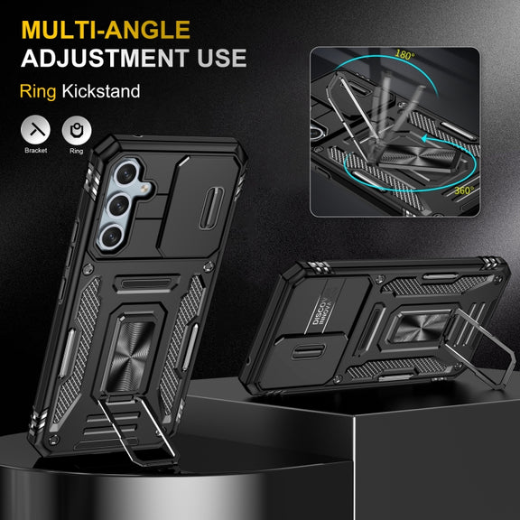 For Samsung Galaxy S23 FE 5G Armor PC + TPU Camera Shield Phone Case(Black)