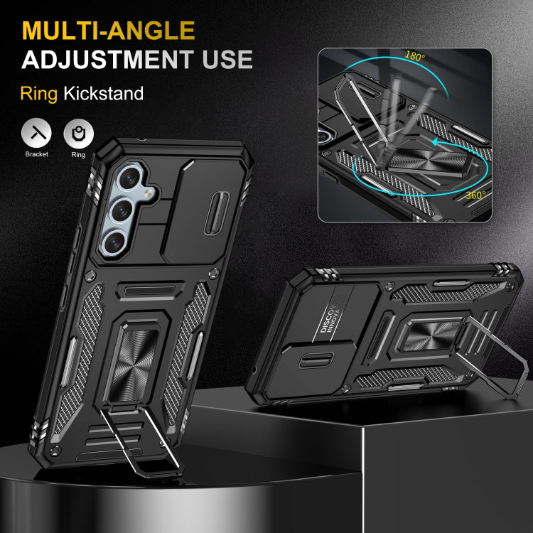 For Samsung Galaxy S23 FE 5G Armor PC + TPU Camera Shield Phone Case(Black)