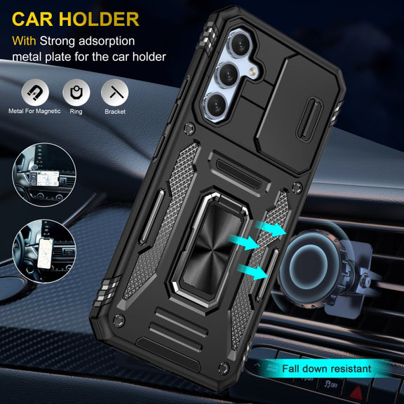 For Samsung Galaxy S23 FE 5G Armor PC + TPU Camera Shield Phone Case(Black)