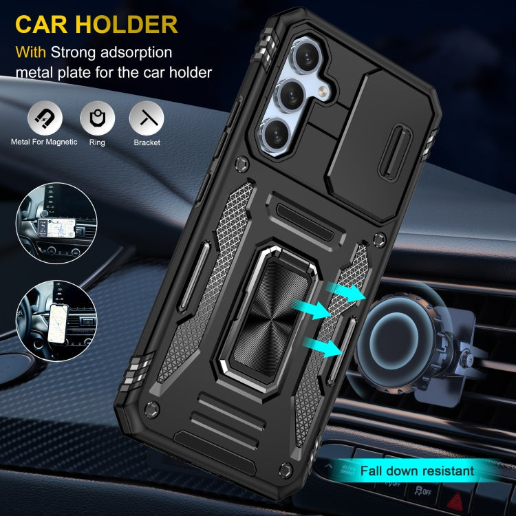 For Samsung Galaxy S23 FE 5G Armor PC + TPU Camera Shield Phone Case(Black)