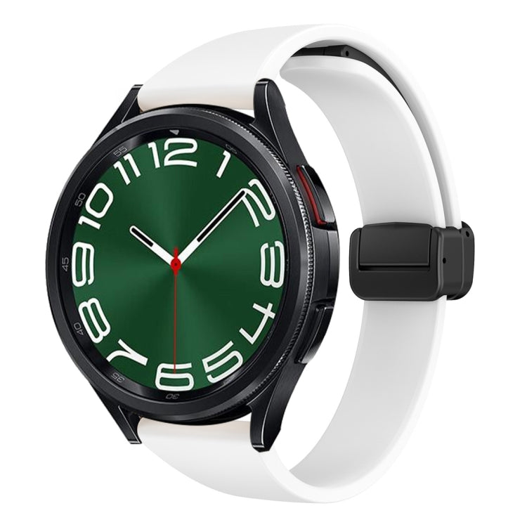 For Samsung Galaxy Watch 6 / 6 Classic Magnetic Black Buckle Slim Silicone Watch Band(White) - Watch Bands by PMC TechLife | Online Shopping South Africa | PMC TechLife