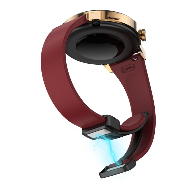 For Samsung Galaxy Watch 6 / 6 Classic Magnetic Black Buckle Slim Silicone Watch Band(Wine Red)