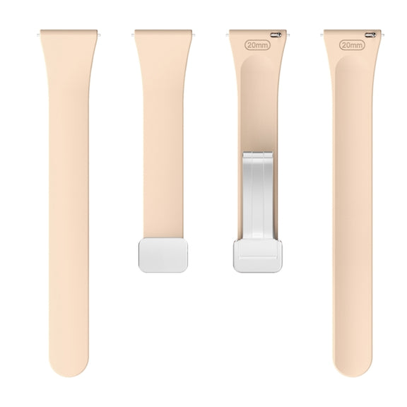 For Samsung Galaxy Watch 6 / 6 Classic Magnetic Silver Buckle Slim Silicone Watch Band(Pink)