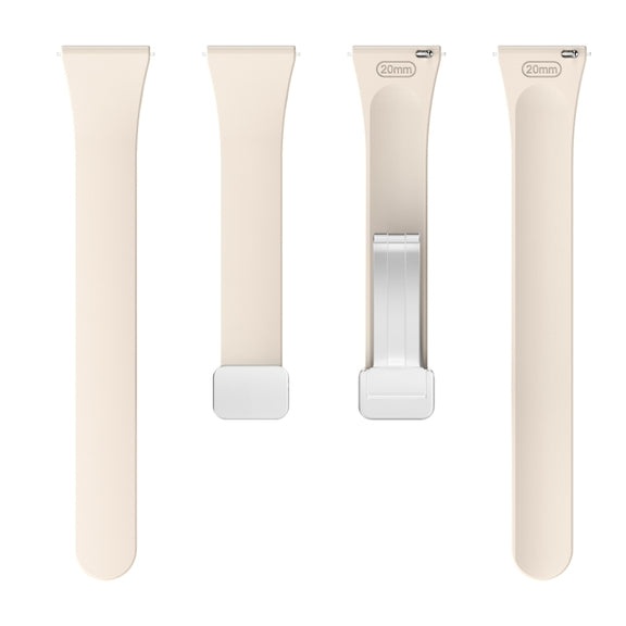 For Samsung Galaxy Watch 6 / 6 Classic Magnetic Silver Buckle Slim Silicone Watch Band(Starlight Color)
