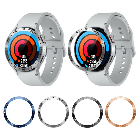 For Samsung Galaxy Watch6 Classic 47mm A Style Smart Watch Steel Ring Protective Frame(Black)