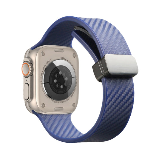 For Apple Watch 8 41mm Carbon Fiber Pattern Magnetic Buckle Silicone Watch Band(Royal Blue) - Watch Bands by PMC Jewellery | Online Shopping South Africa | PMC Jewellery