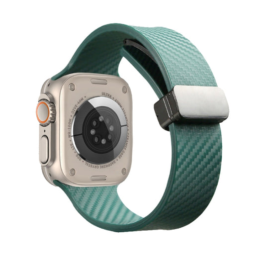For Apple Watch 6 40mm Carbon Fiber Pattern Magnetic Buckle Silicone Watch Band(Dark Green) - Watch Bands by PMC Jewellery | Online Shopping South Africa | PMC Jewellery