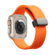 For Apple Watch 5 44mm Carbon Fiber Pattern Magnetic Buckle Silicone Watch Band(Orange) - Watch Bands by PMC TechLife | Online Shopping South Africa | PMC TechLife