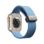 For Apple Watch 2 38mm Carbon Fiber Pattern Magnetic Buckle Silicone Watch Band(Blue)