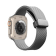 For Apple Watch 42mm Carbon Fiber Pattern Magnetic Buckle Silicone Watch Band(Grey) - Watch Bands by PMC TechLife | Online Shopping South Africa | PMC TechLife