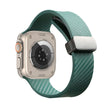 For Apple Watch 9 41mm Carbon Fiber Pattern Magnetic Buckle Silicone Watch Band(Dark Green) - Watch Bands by PMC TechLife | Online Shopping South Africa | PMC TechLife