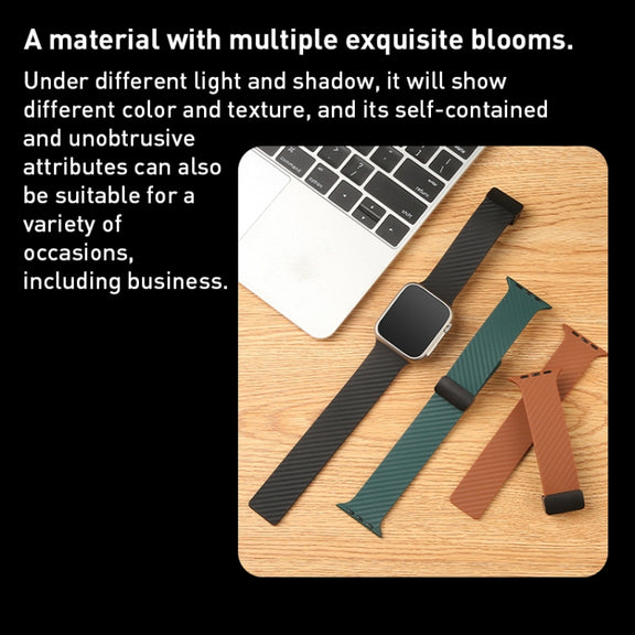 For Apple Watch 3 38mm Carbon Fiber Pattern Magnetic Buckle Silicone Watch Band(Yellow)
