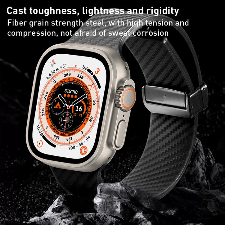 For Apple Watch 38mm Carbon Fiber Pattern Magnetic Buckle Silicone Watch Band(Grey)