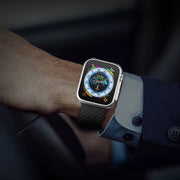 For Apple Watch 38mm Carbon Fiber Pattern Magnetic Buckle Silicone Watch Band(Grey)