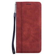 For Samsung Galaxy A7 (2018) Frosted Business Magnetic Horizontal Flip PU Leather Case with Holder & Card Slot & Lanyard(Brown)