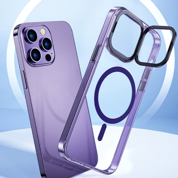 For iPhone 15 Pro Max MagSafe Magnetic Invisible Holder Transparent Phone Case(Blue)