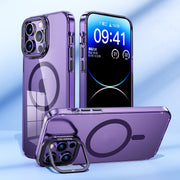 For iPhone 15 MagSafe Magnetic Invisible Holder Transparent Phone Case(Blue)