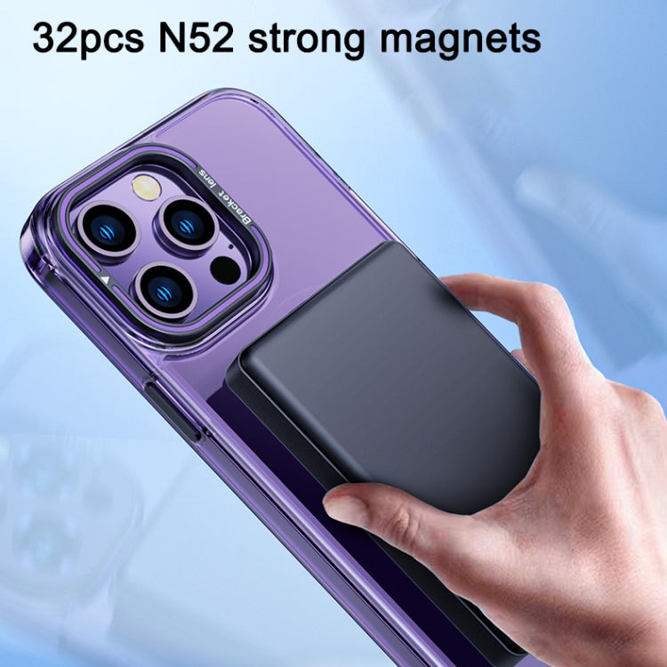 For iPhone 15 MagSafe Magnetic Invisible Holder Transparent Phone Case(Blue)