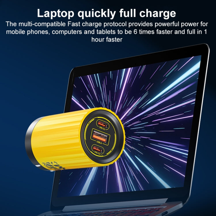 WK WP-U01 Mecha Series Energy Bar 65W Gallium Nitride Dual USB-C / Type-C + USB Charger, CN Plug(Yellow) - USB Charger by WK | Online Shopping South Africa | PMC TechLife | Buy Now Pay Later Mobicred