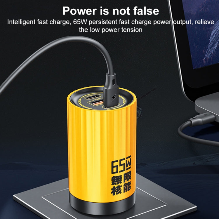 WK WP-U01 Mecha Series Energy Bar 65W Gallium Nitride Dual USB-C / Type-C + USB Charger, CN Plug(Yellow) - USB Charger by WK | Online Shopping South Africa | PMC TechLife | Buy Now Pay Later Mobicred