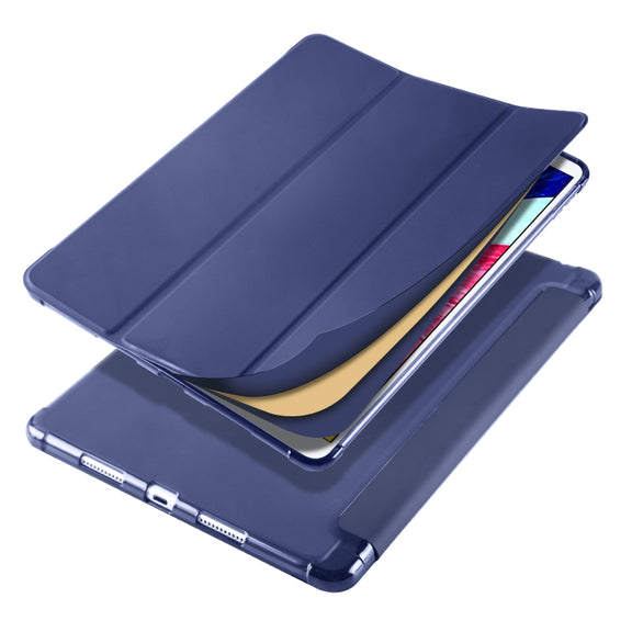For iPad Pro 10.5 inch / Air 3 10.5 inch 3-folding Horizontal Flip PU Leather + Shockproof TPU Case with Holder & Pen Slot(Dark Blue)