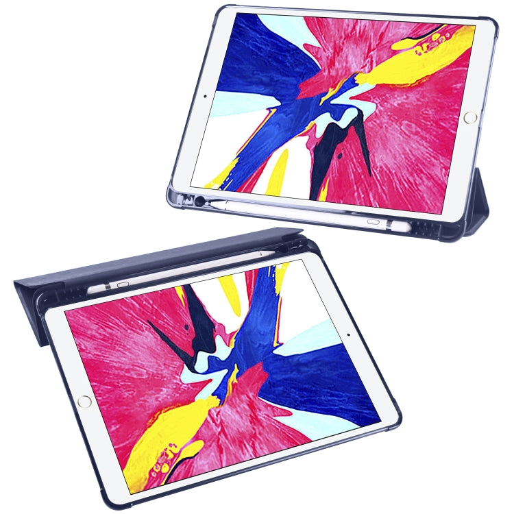 For iPad Pro 10.5 inch / Air 3 10.5 inch 3-folding Horizontal Flip PU Leather + Shockproof TPU Case with Holder & Pen Slot(Dark Blue) - free shipping - PMC TechLife - Order now!
