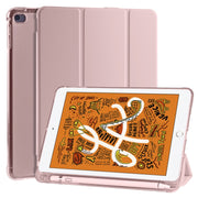 For iPad Mini 5 / Mini 4 3-folding Horizontal Flip PU Leather + Shockproof TPU Case with Holder & Pen Slot(Pink)