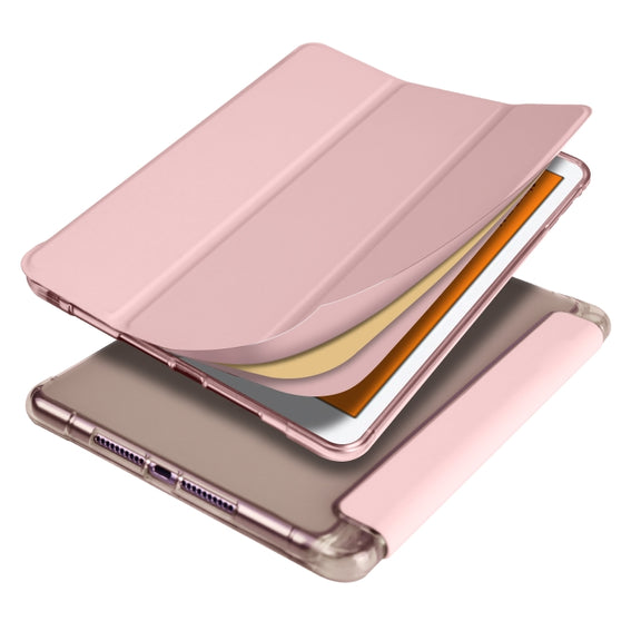 For iPad Mini 5 / Mini 4 3-folding Horizontal Flip PU Leather + Shockproof TPU Case with Holder & Pen Slot(Pink)