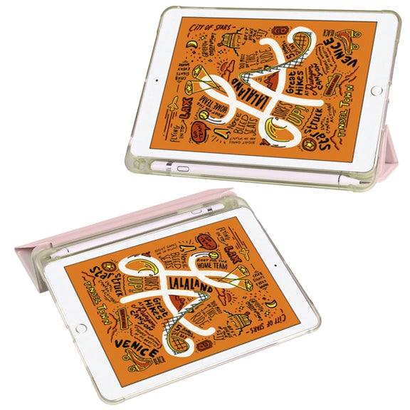 For iPad Mini 5 / Mini 4 3-folding Horizontal Flip PU Leather + Shockproof TPU Case with Holder & Pen Slot(Pink)